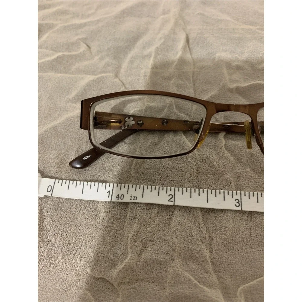 chelsea morgan eyeglasses Frames Woman's Metal Brown Flower Cut Backs EUC
